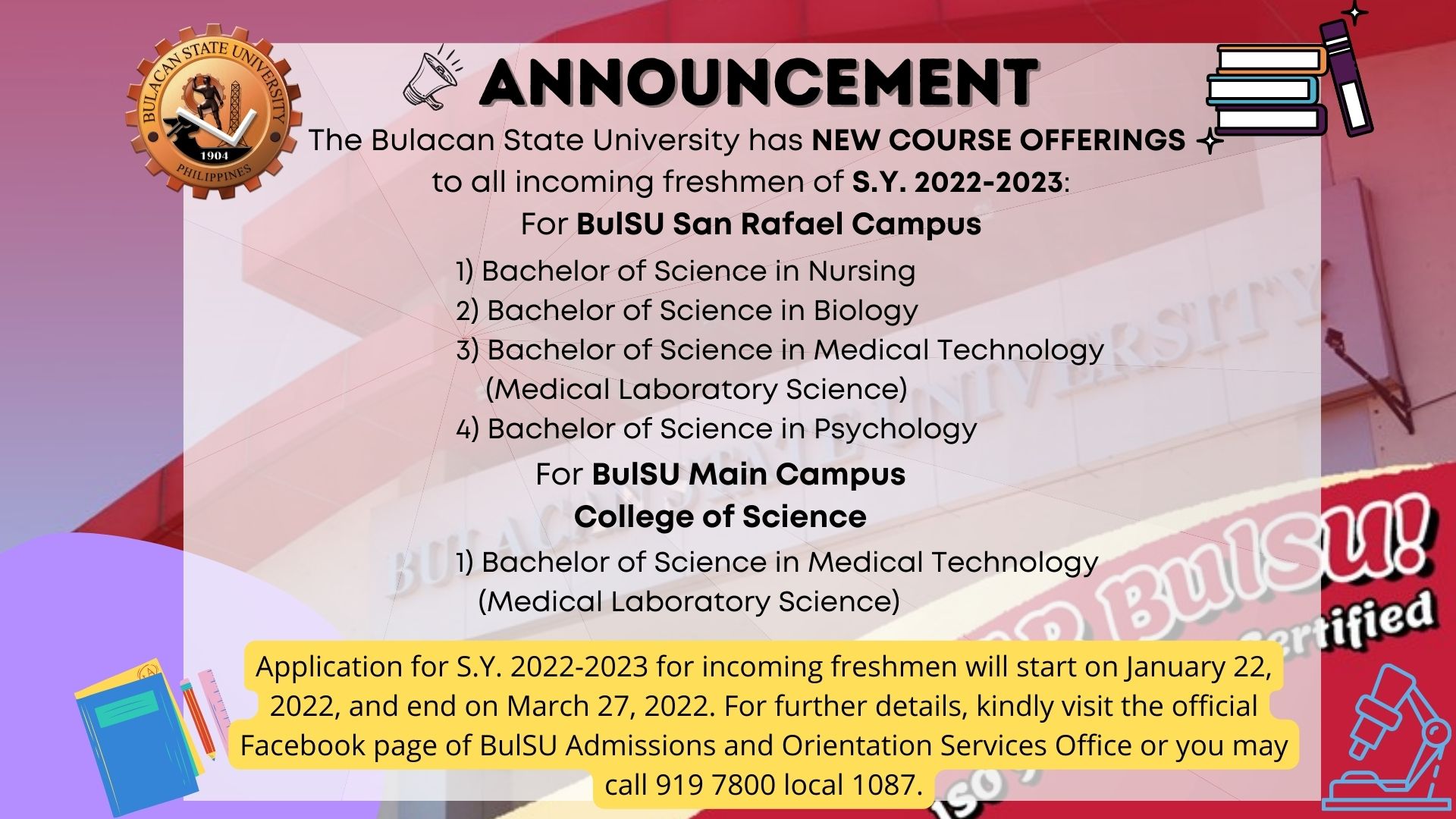 bulacan state university tourism tuition fee